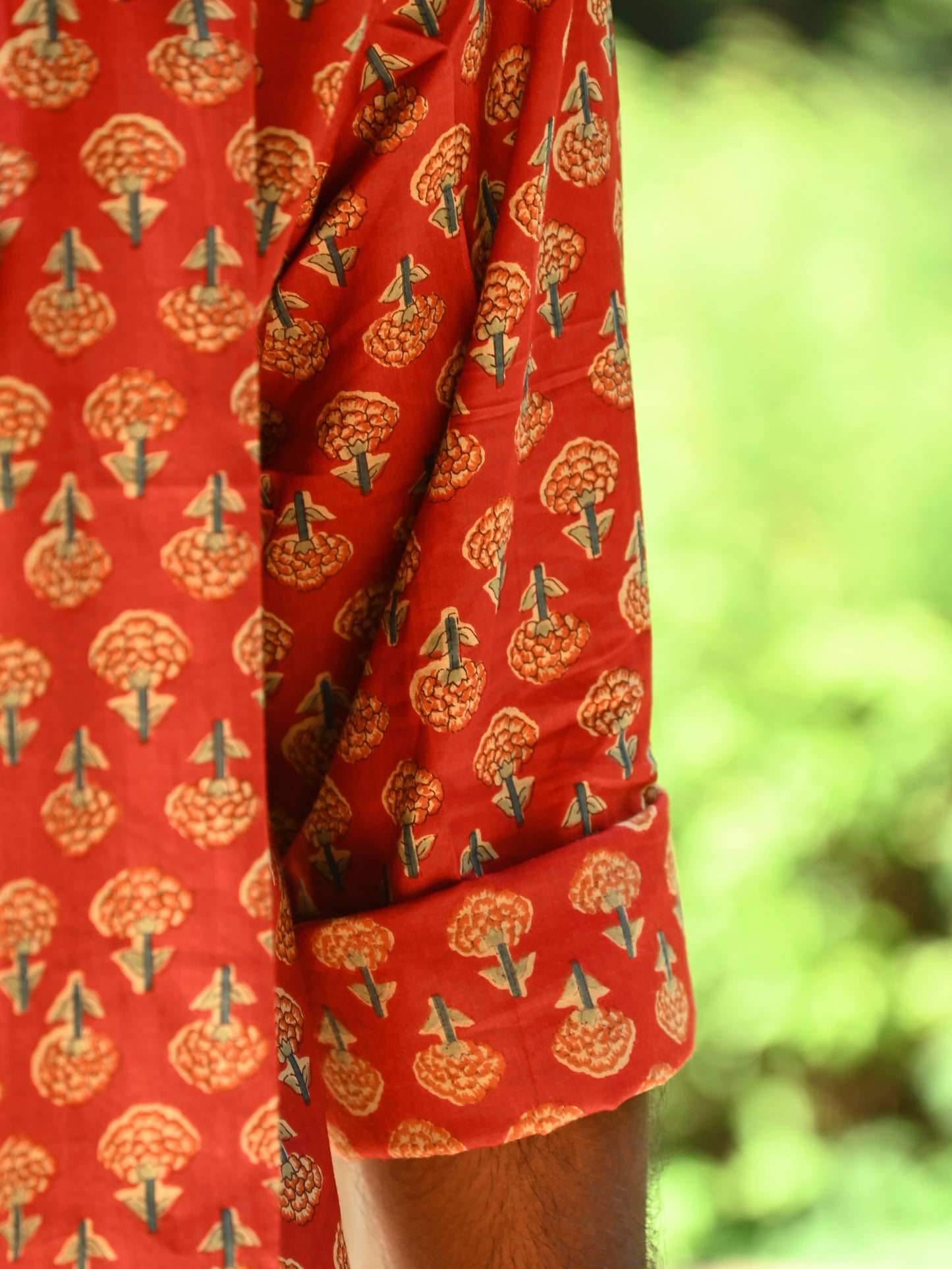 Men's Relaxed Fit Cotton Shirt – Full Sleeves - Red Booty