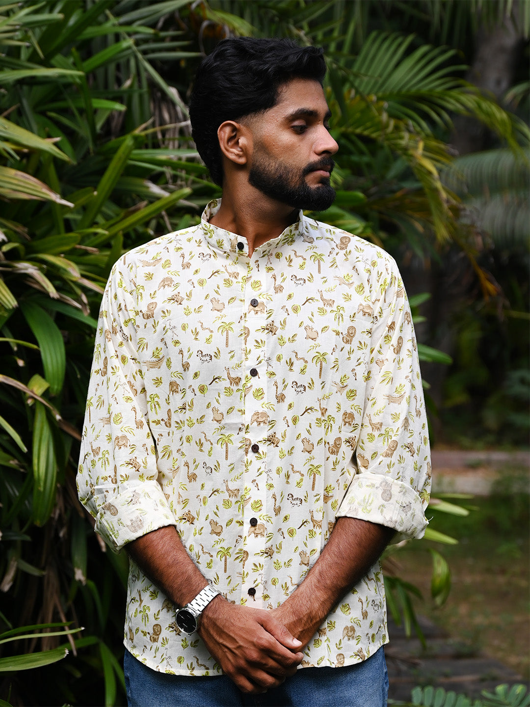 Men's Relaxed Fit Cotton Shirt – Full Sleeves - White Zoo