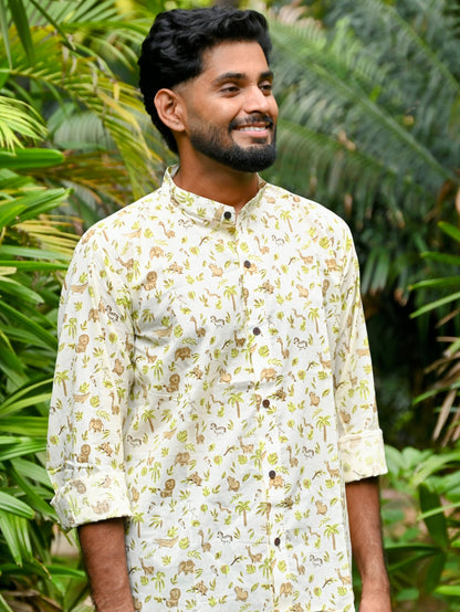 Men's Relaxed Fit Cotton Shirt – Full Sleeves - White Zoo