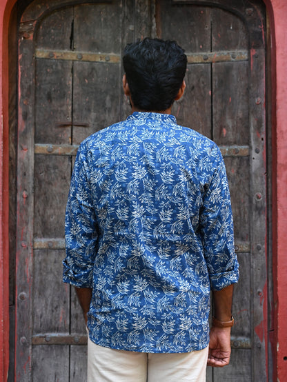 Men's Relaxed Fit Cotton Shirt – Full Sleeves - Indigo Jaal