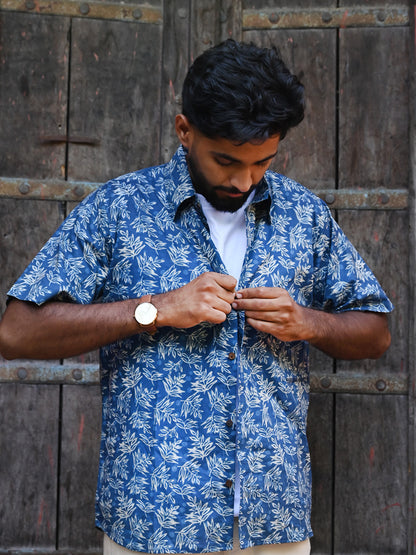 Men's Relaxed Fit Cotton Shirt – Half Sleeves - Indigo Jaal