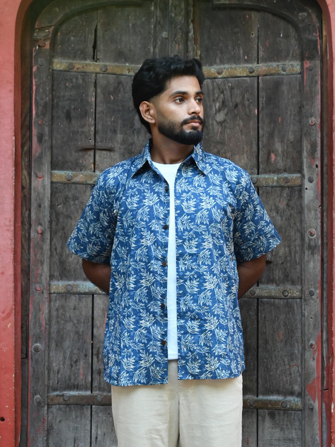 Men's Relaxed Fit Cotton Shirt – Half Sleeves - Indigo Jaal