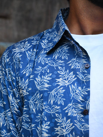 Men's Relaxed Fit Cotton Shirt – Half Sleeves - Indigo Jaal