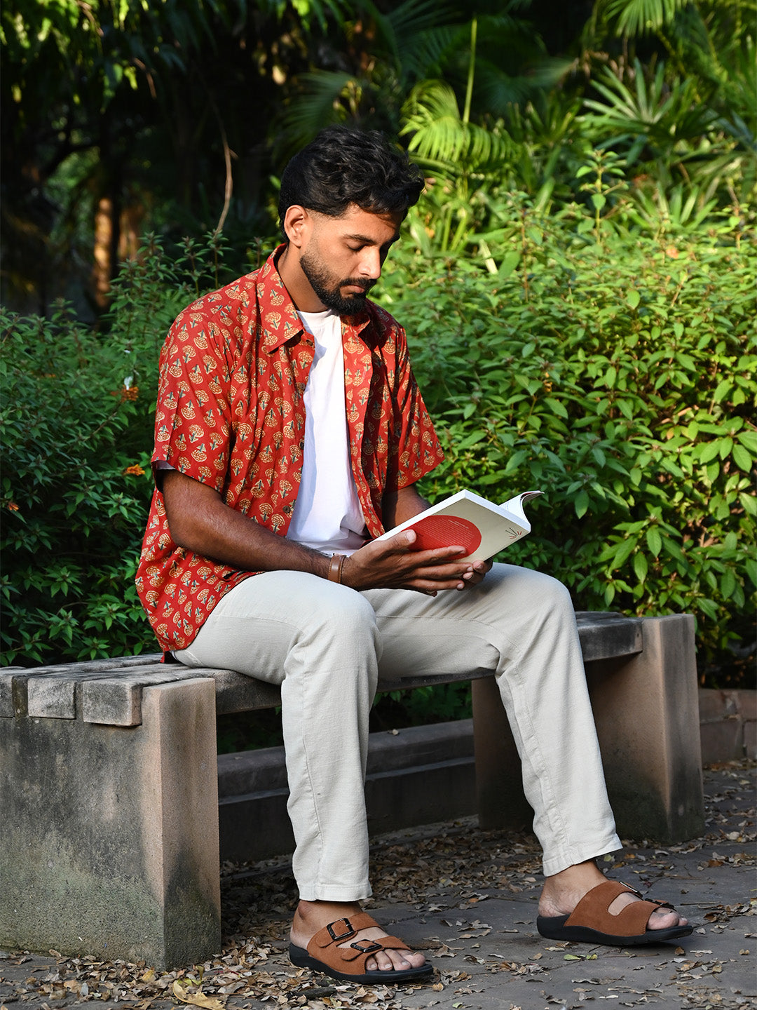 Men's Relaxed Fit Cotton Shirt – Half Sleeves - Red Booty
