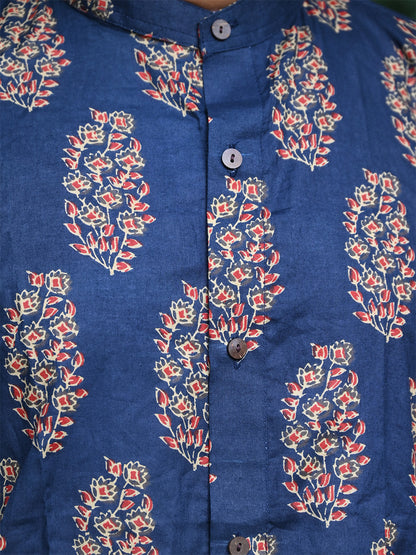 Men's Relaxed Fit Cotton Shirt – Full Sleeves - Indigo Booty