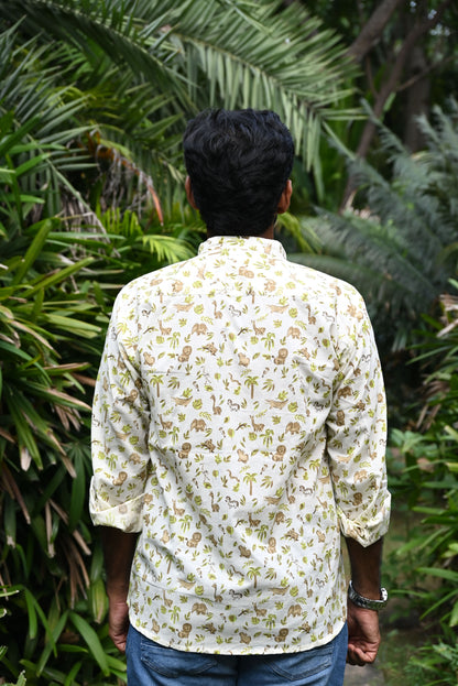 Men's Relaxed Fit Cotton Shirt – Full Sleeves - White Zoo